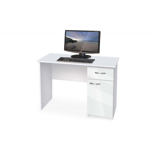 Γραφείο υπολογιστή, Buro 3 Λευκό γυαλιστερό, 110/59/75 εκ., Genomax-1219995498