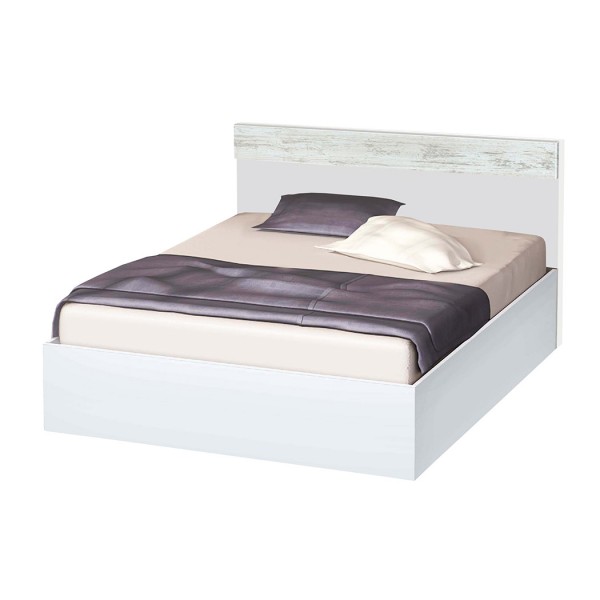 Κρεβάτι ξύλινο υπέρδιπλο High Λευκό/Crystal, 180/200, 204/90/184 εκ., Genomax-1219922018