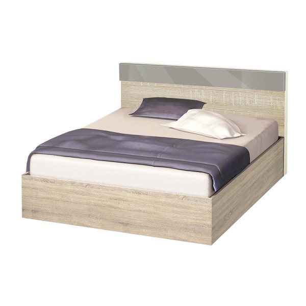 Κρεβάτι ξύλινο διπλό High Σόνομα/Γκρι γυαλιστερό, 160/200, 204/90/164 εκ., Genomax-1219922011