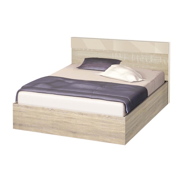 Κρεβάτι ξύλινο μονό High Σονόμα/Κρεμ γυαλιστερό, 82/190, 194/90/86 εκ., Genomax-1219921986