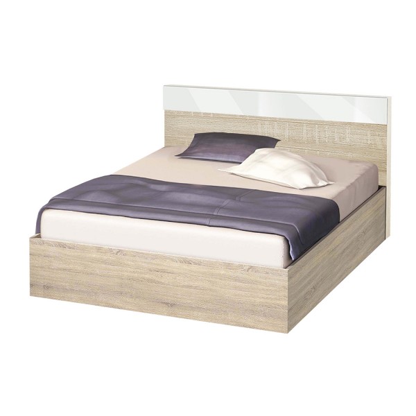 Κρεβάτι ξύλινο διπλό High Σόνομα/Λευκό γυαλιστερό, 160/200, 204/90/164 εκ., Genomax-1219922010