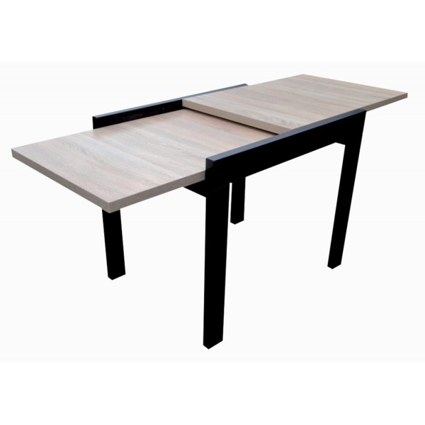 Τραπέζι κουζίνας ξύλινο Kors  Sonoma ανοιχτό/ Μαύρο, 89-178/69/76 εκ., Genomax-1219921798