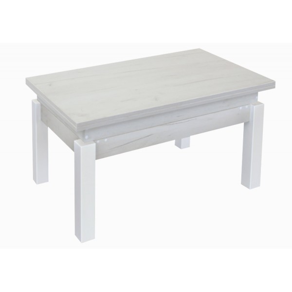 Τραπέζι κουζίνας ξύλινο Sezam Λευκό, 60-120/90/52 εκ., Genomax-1219921793