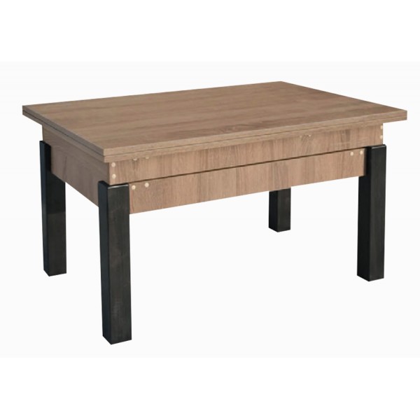 Τραπέζι κουζίνας ξύλινο Sezam Sonoma σκούρο/μαύρο, 60-120/90/52 εκ., Genomax-1219921794