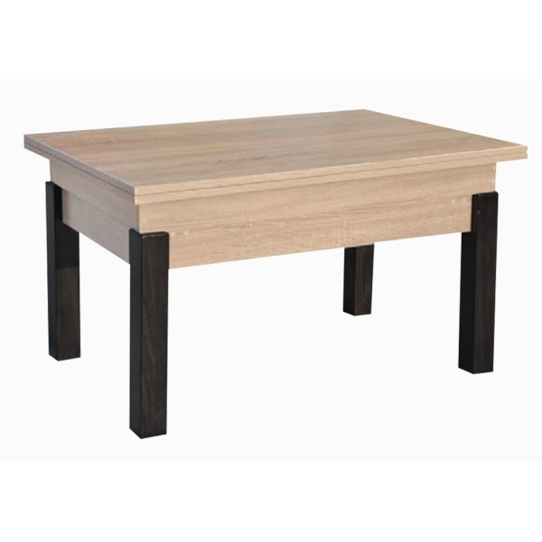 Τραπέζι κουζίνας ξύλινο Sezam  Sonoma ανοιχτό/ Μαύρο, 60-120/90/52 εκ., Genomax-1219921796