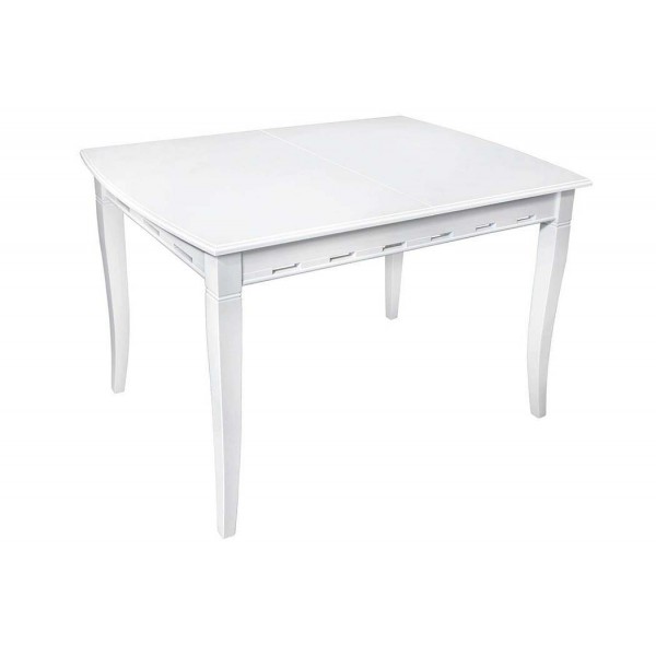 Τραπέζι κουζίνας ξύλινο Capriz Λευκό, 120+30/75/80 εκ., Genomax-1210000493