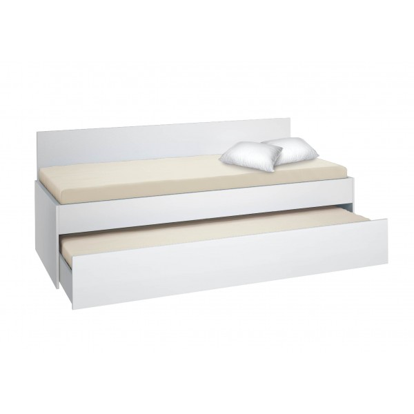 Κρεβάτι Καναπές με συρόμενο 2ο κρεβάτι Bisi Sandwich Λευκό, 87,6x197,7x73cm, Genomax-1210007389