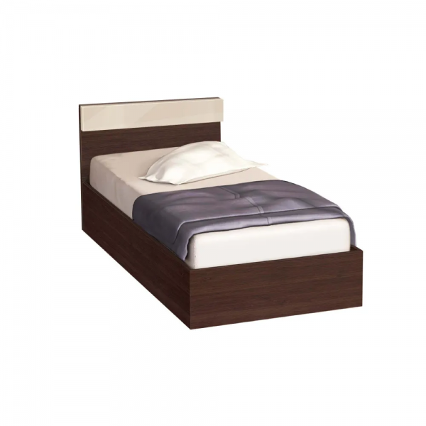 Κρεβάτι ξύλινο μονό AVA 90/200, Βέγγε με κρεμ γυαλιστερό, 204/68/94 εκ., Genomax-1219921808