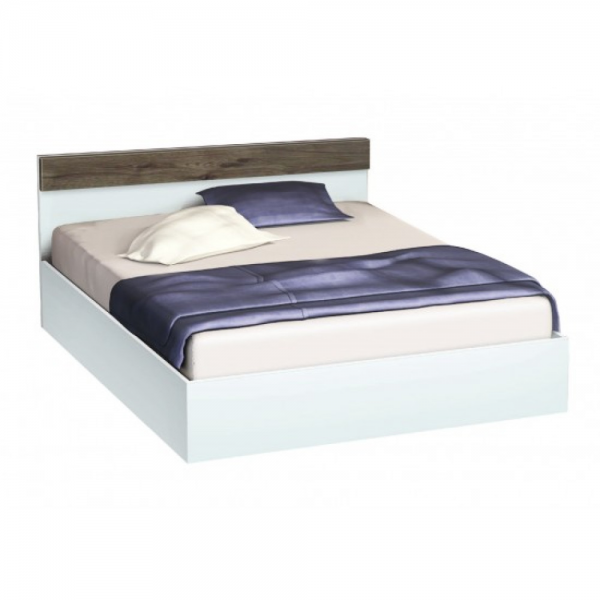 Κρεβάτι ξύλινο διπλό AVA Λευκό/Καρύδι, 160/200, 204/68/164 εκ., Genomax-1219921818