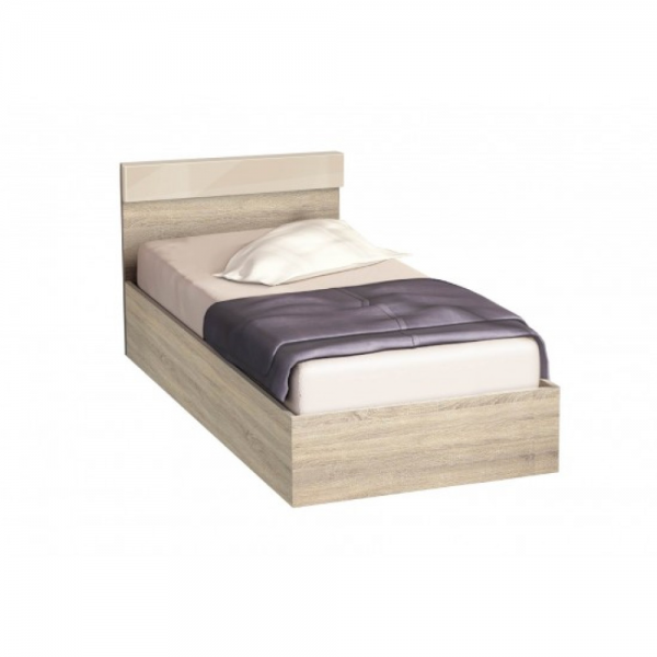 Κρεβάτι ξύλινο ημίδιπλο AVA Σόνομα/Κρεμ γυαλιστερό 120/190, 194/68/124 εκ., Genomax-1219921824