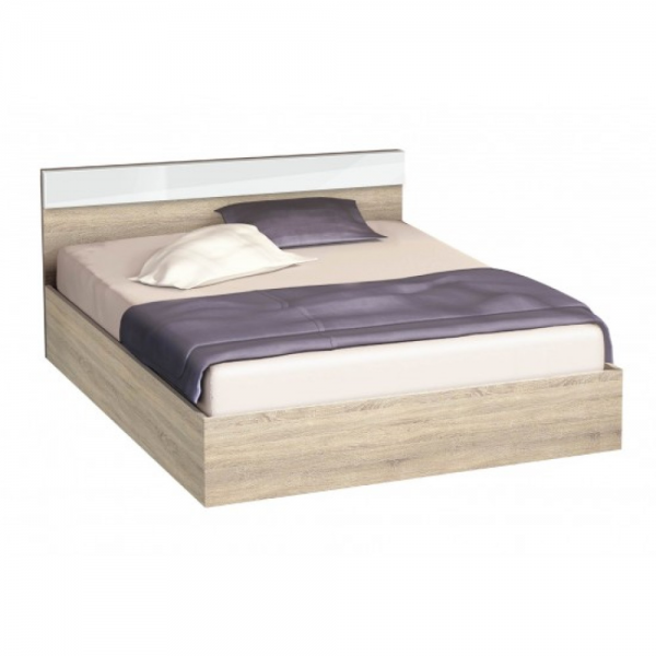Κρεβάτι ξύλινο ημίδιπλο AVA Σόνομα/Λευκό γυαλιστερό 120/190, 194/68/124 εκ., Genomax-1219921823