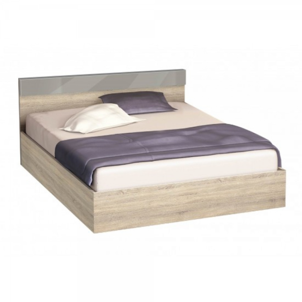 Κρεβάτι ξύλινο διπλό AVA Σόνομα/Γκρι 140/200, 204/68/144 εκ., Genomax-1219921831