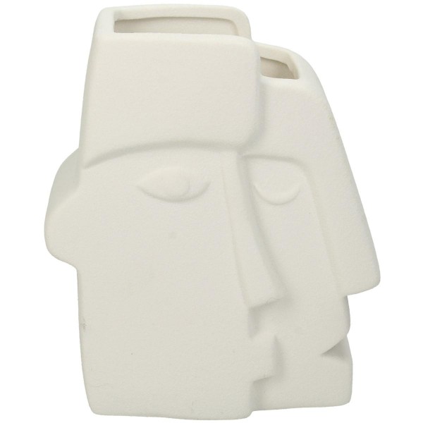 Βάζο Πρόσωπο Λευκό Κεραμικό 13.5x8.5x15.3cm