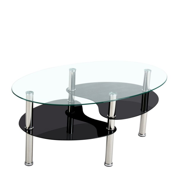 Τραπέζι Σαλονιού ArteLibre MOON FLOWER Διάφανο/Μαύρο Μέταλλο/Γυαλί 90x55x43cm