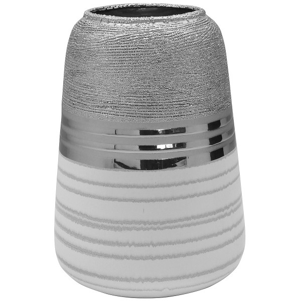 Βάζο ArteLibre Ασημί/Λευκό Κεραμικό 13.5x13.5x18.5cm