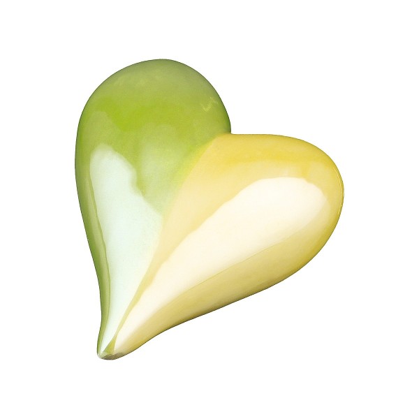 Διακοσμητικό Καρδιά Πράσινο/Κίτρινο Κεραμικό 2.5x5x6cm