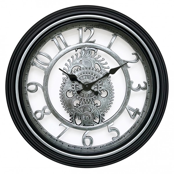 Ρολόι Τοίχου ArteLibre Ασημί/Μαύρο Πλαστικό Φ40.6x4.9cm