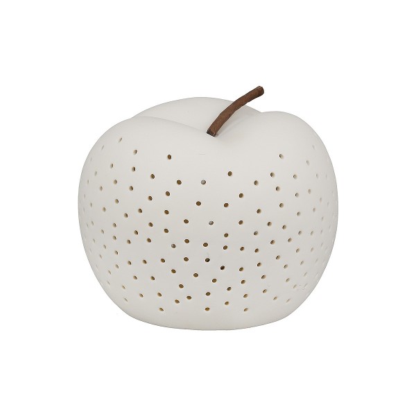 Διακοσμητικό ArteLibre Μήλο Φωτιζόμενο LED Λευκό Κεραμικό 10cm