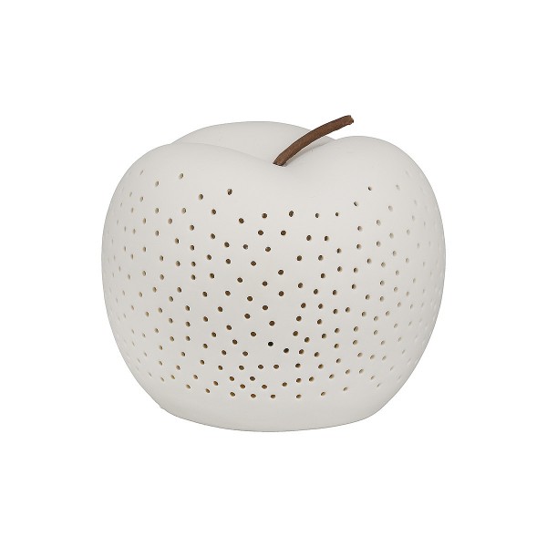 Διακοσμητικό Μήλο Φωτιζόμενο LED Λευκό Κεραμικό 12cm
