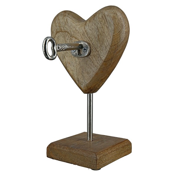 Διακοσμητικό ArteLibre Καρδιά Με Κλειδαριά Σε Βάση Φυσικό/Ασημί Ξύλο/Αλουμίνιο 15x15x24cm