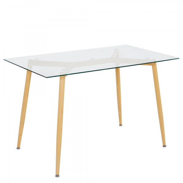 Τραπέζι LAKI Dυσικό Διάφανο/Dυσικό Γυαλί/Μέταλλο 120x90x75cm