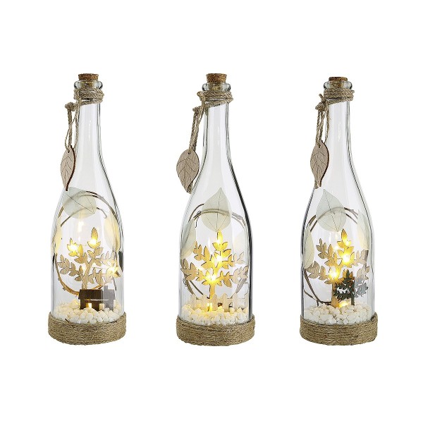 Διακοσμητικό Μπουκάλι Με Εσωτερική Διακόσμηση Φωτιζόμενο LED Διάφανο/Φυσικό Γυαλί/Ξύλο 30cm Σε 3 Σχέδια
