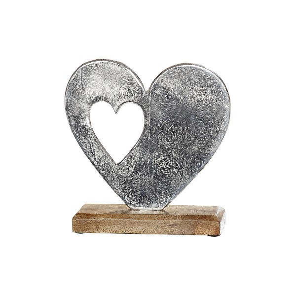 Διακοσμητικό ArteLibre Καρδιά Σε Βάση Ασημί/Φυσικό Αλουμίνιο/Ξύλο 5x16x15cm