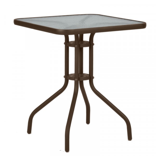 Τραπέζι "PALMAS" μεταλλικό σε χρώμα καφέ 60x60x71