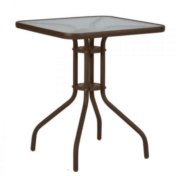 Τραπέζι "PALMAS" μεταλλικό σε χρώμα σκούρο καφέ 70x70x71