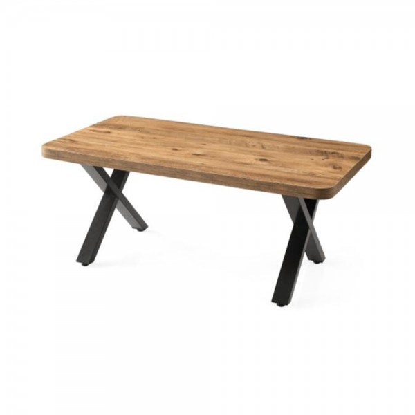 Τραπέζι "TOLEDO" από mdf/μέταλλο σε χρώμα ακακίας 160x90x75