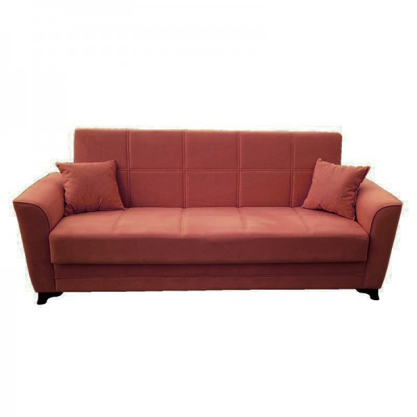 Καναπές-κρεβάτι τριθέσιος "DAISY" υφασμάτινος σε χρώμα σάπιο μήλο 233x85x90