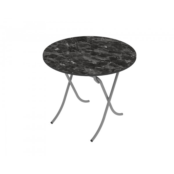 Τραπέζι στρόγγυλο "MOUNTAIN TOP" από mdf/μέταλλο σε χρώμα μαύρο μαρμάρου Φ90x75