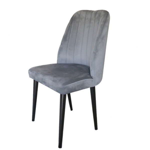 Καρέκλα "DIVINIA" από ξύλο/ύφασμα βελούδο σε χρώμα γκρι/μαύρο 50x49x90