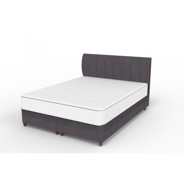 Κρεβάτι "DAPHNE" διπλό με αποθηκευτικό χώρο από βελούδο σε γκρι χρώμα 160x200