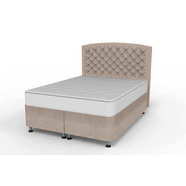 Κρεβάτι "PLATINIUM" διπλό με αποθηκευτικό χώρο από βελούδο σε καφέ χρώμα 160x200