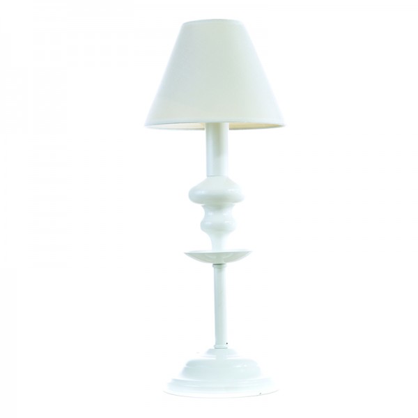 InLight Επιτραπέζιο φωτιστικό από λευκό μέταλλο και υφασμάτινο καπέλο (3420-Λευκό)