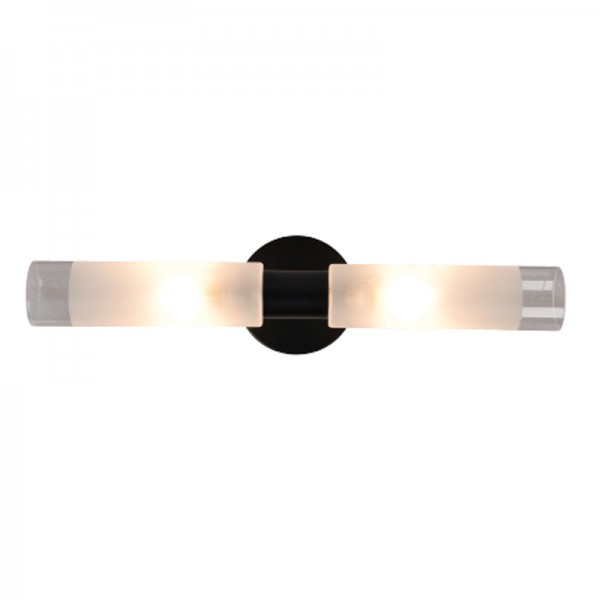 InLight Επιτοίχιο φωτιστικό από μαύρο μέταλλο και αμμοβολή γυαλί 2XG9 D:31,5cm (1050-Μαύρο)