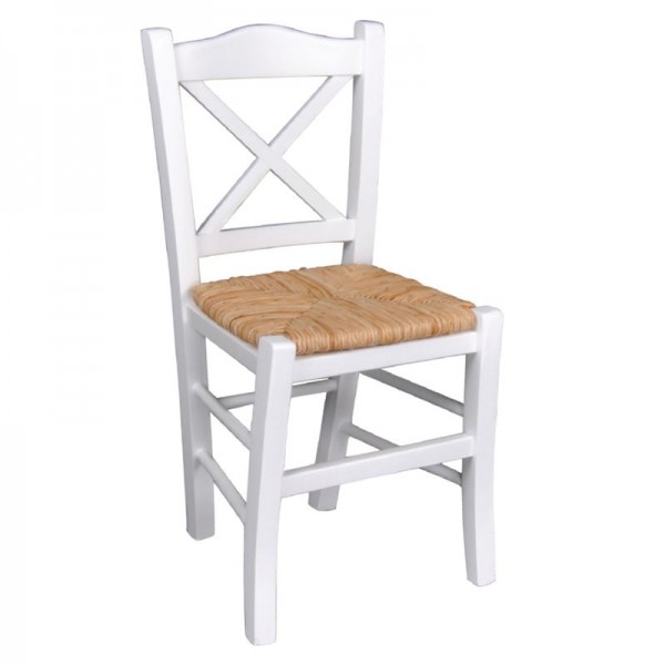 METRO Καρέκλα Οξιά Βαφή Εμποτισμού Λάκα Άσπρο, Κάθισμα Ψάθα-Ρ967,Ε8-Ξύλο/Ψάθα-1τμχ- 43x47x88cm