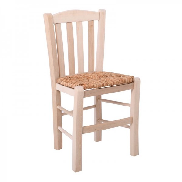 CASA Καρέκλα Οξιά Άβαφη με Ψάθα Αβίδωτη-Ρ966,0-Ξύλο/Ψάθα-1τμχ- 42x45x88cm