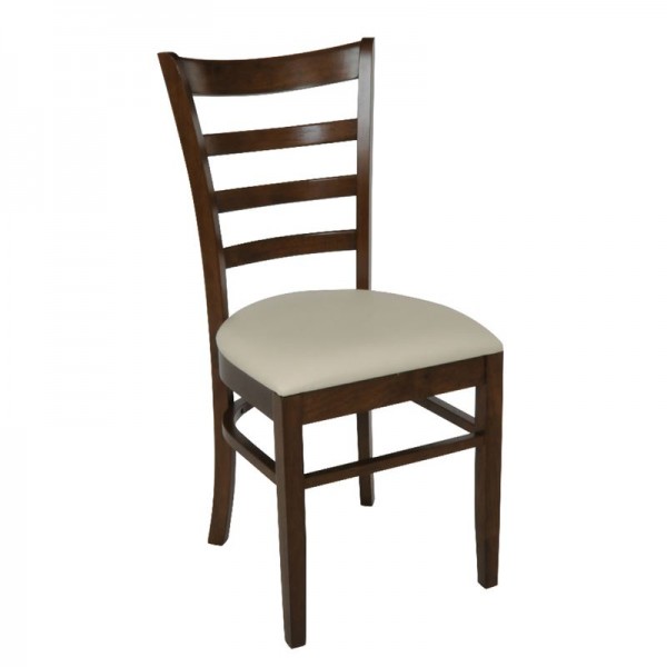 NATURALE Καρέκλα Καρυδί, Pu Εκρού-Ε7052,3-Ξύλο/PVC - PU-2τμχ- 42x50x91cm
