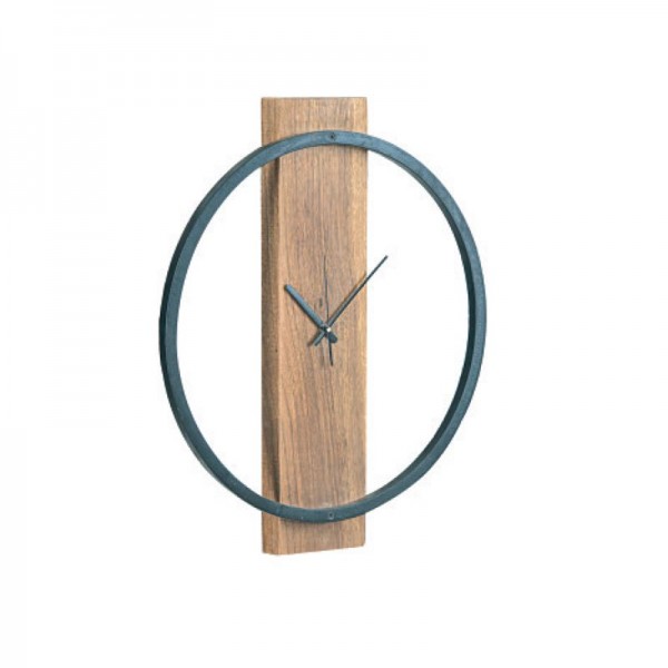 CLOCK-1 Ρολόι Τοίχου Μέταλλο Βαφή Μαύρο, Ξύλο Ακακία Φυσικό-ΕΑ7021-Μέταλλο/Ξύλο-1τμχ- Φ45 x 4cm
