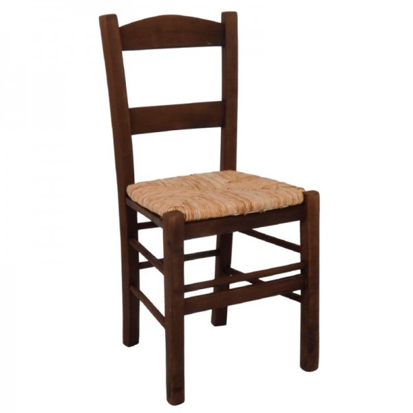 ΣΥΡΟΣ Καρέκλα Οξιά Βαφή Εμποτισμού Καρυδί, Κάθισμα Ψάθα-Ρ950,Ε2-Ξύλο/Ψάθα-1τμχ- 41x45x88cm