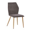 LETO Καρέκλα Τραπεζαρίας Κουζίνας, Μέταλλο Βαφή Φυσικό, Ύφασμα Grey Brown-ΕΜ772,3-Μέταλλο/Ύφασμα-4τμχ- 49x59x90cm