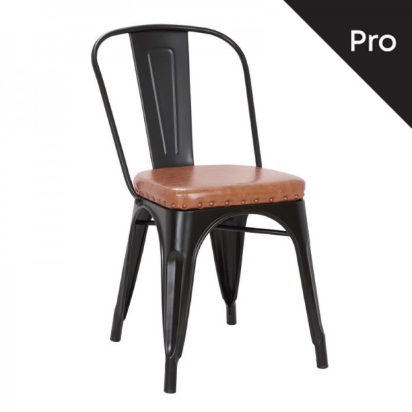 RELIX Καρέκλα, Μέταλλο Βαφή Μαύρο Matte, Pu Camel-Ε5191Ρ,14Μ-Μέταλλο/PVC - PU-1τμχ- 45x51x82cm