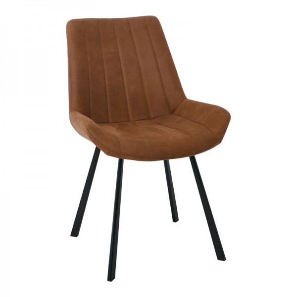 MATT Καρέκλα Tραπεζαρίας Μέταλλο Βαφή Μαύρο, Ύφασμα Suede Καφέ-ΕΜ790,2-Μέταλλο/Ύφασμα-4τμχ- 55x61x88cm