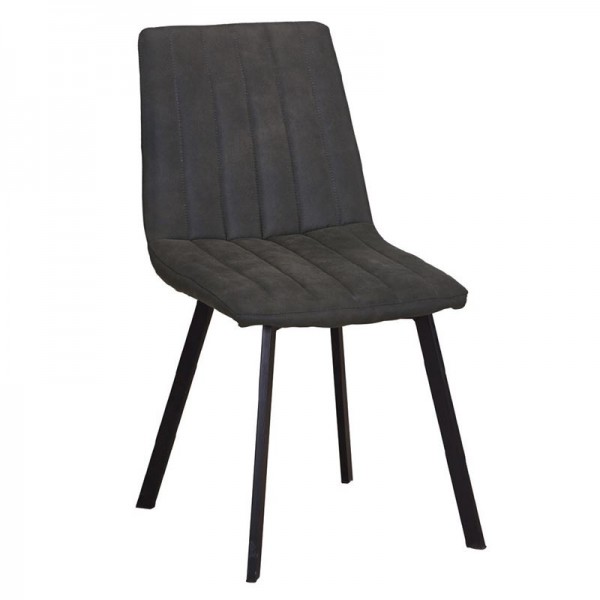 BETTY Καρέκλα Μέταλλο Βαφή Μαύρο, Ύφασμα Suede Ανθρακί-ΕΜ791,1-Μέταλλο/Ύφασμα-4τμχ- 45x60x87cm
