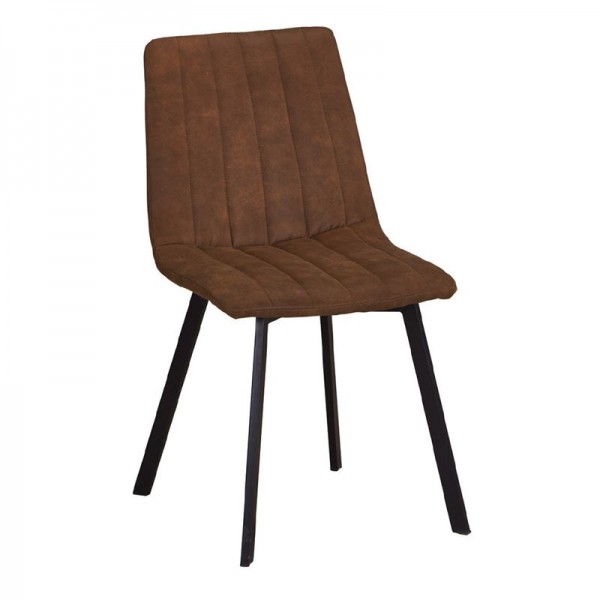 BETTY Καρέκλα Μέταλλο Βαφή Μαύρο, Ύφασμα Suede Καφέ-ΕΜ791,2-Μέταλλο/Ύφασμα-4τμχ- 45x60x87cm