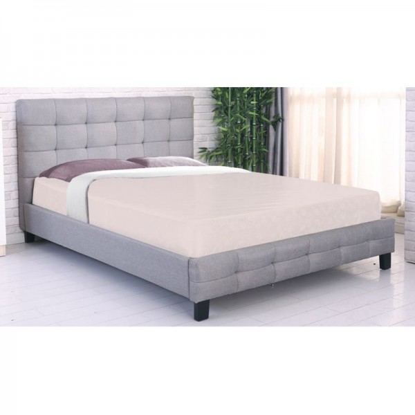 FIDEL Κρεβάτι Διπλό για Στρώμα 180x200cm, Ύφασμα Γκρι-Ε8050,4-Ύφασμα-1τμχ- 188x215x107cm