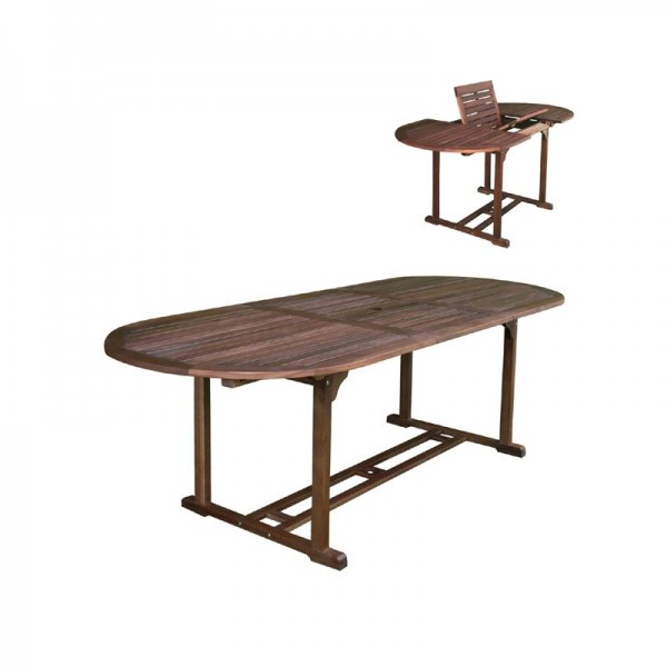 GARDEN Τραπέζι Επεκτεινόμενο Oval, Ξύλο Acacia-Ε20215,9-Ξύλο-1τμχ- 120/170x80 H.74cm