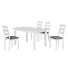 MILLER Set Τραπεζαρία Κουζίνας Άσπρο, Ύφασμα Γκρι: Τραπέζι Επεκτεινόμενο + 4 Καρέκλες-Ε781,2S-Ξύλο/Ύφασμα-1τμχ- Table120+30x80x74Chair45x52x97